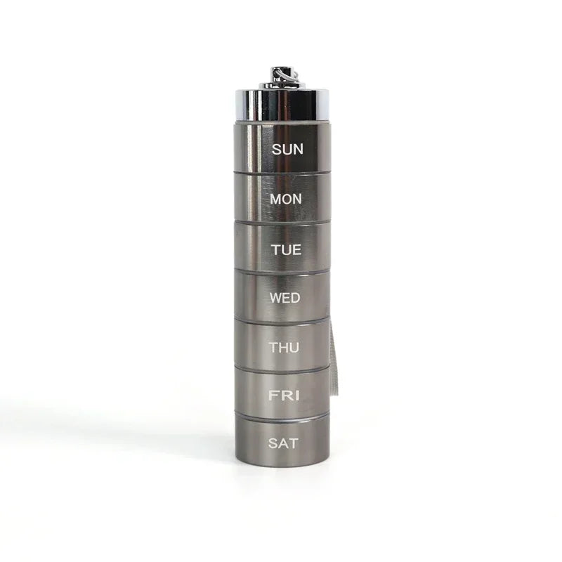 portable 7 grids aluminum pill box, view 2 - MRSLM