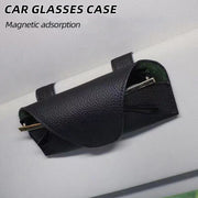 leather car sun visor glasses holder, view 6 - MRSLM
