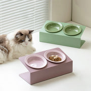 elevated double ceramic pet bowl with iron stand, view 6 - MRSLM