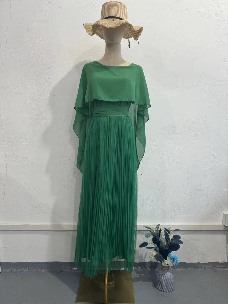Pleated maxi dress for weddings and events - MRSLM