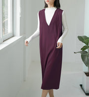 sleeveless V-neck long dress, view 8 - MRSLM