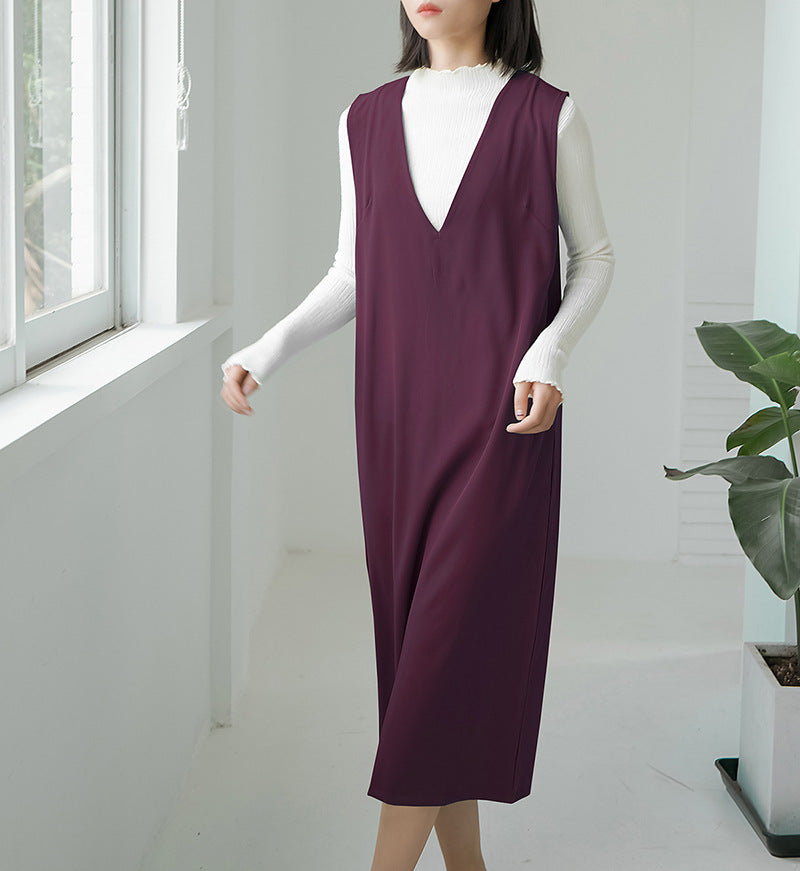 sleeveless V-neck long dress, view 8 - MRSLM