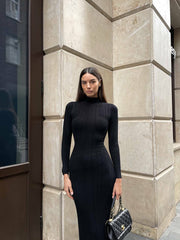 knitted striped fitted dress, view 6 - MRSLM