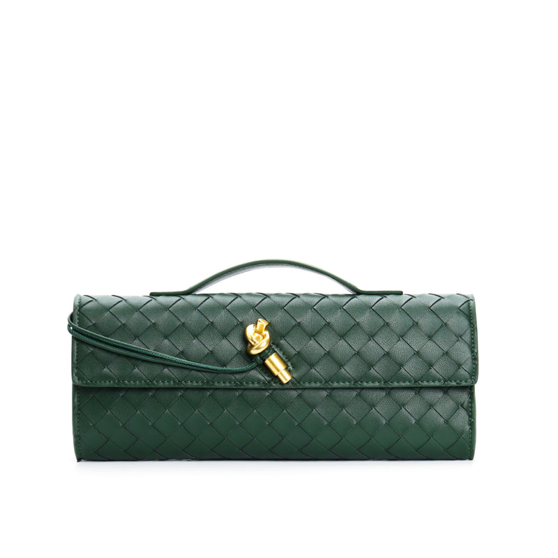 woven leather crossbody clutch bag, view 9 - MRSLM