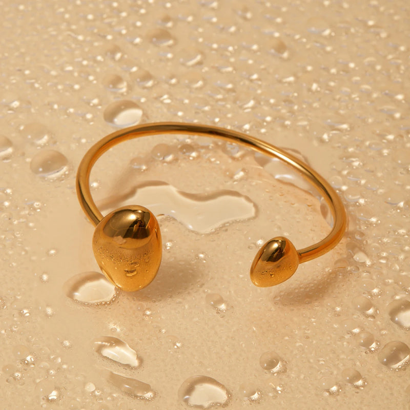 gold plated irregular open bangle, view 2 - MRSLM