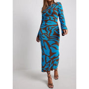 Striped knit O-neck midi dress, view 10 - MRSLM