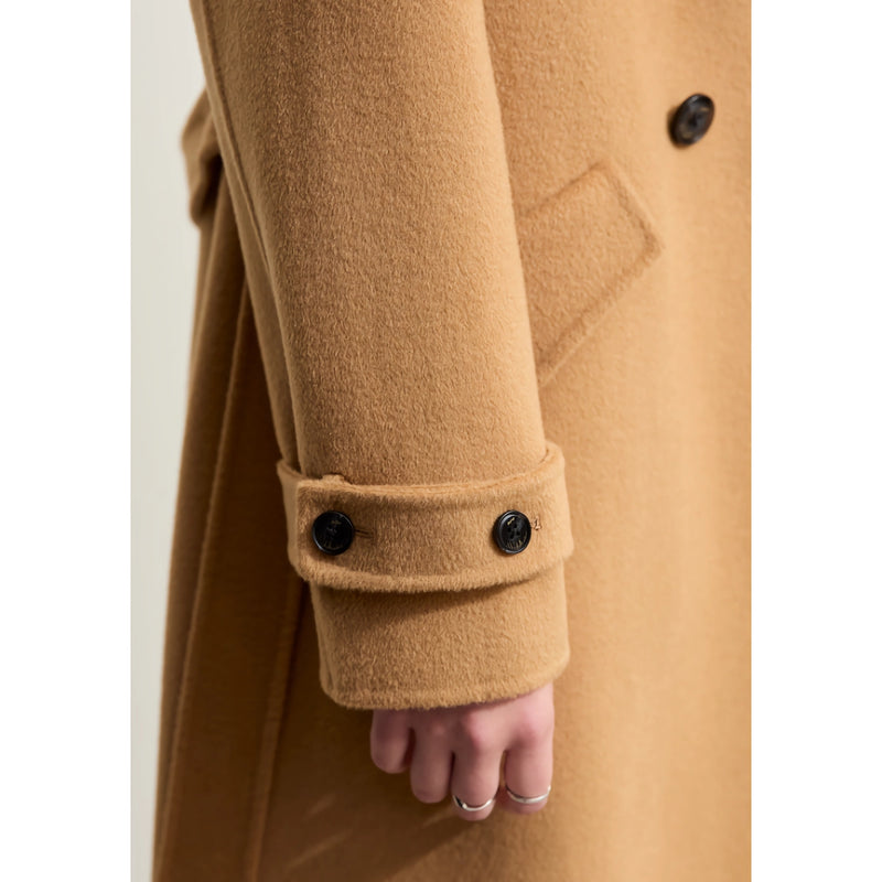 minimalist wool coat with contrast stitching, view 6 - MRSLM