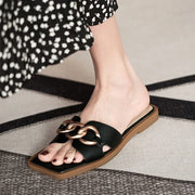 retro slippers with metal buckle, view 3 - MRSLM