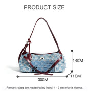 Denim and leather shoulder bag, view 8 - MRSLM