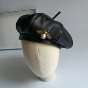 black faux leather beret - MRSLM