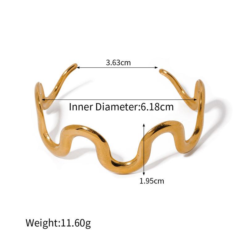 gold wave bracelet and necklace set, view 2 - MRSLM