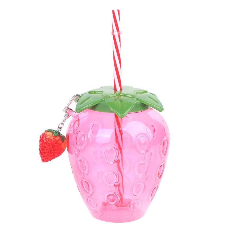cartoon strawberry straw cup, view 2 - MRSLM