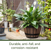 durable plastic barrel flowerpot, view 2 - MRSLM