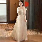champagne bridesmaid dress, view 3 - MRSLM