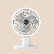 mini rechargeable desk fan with light, view 3 - MRSLM