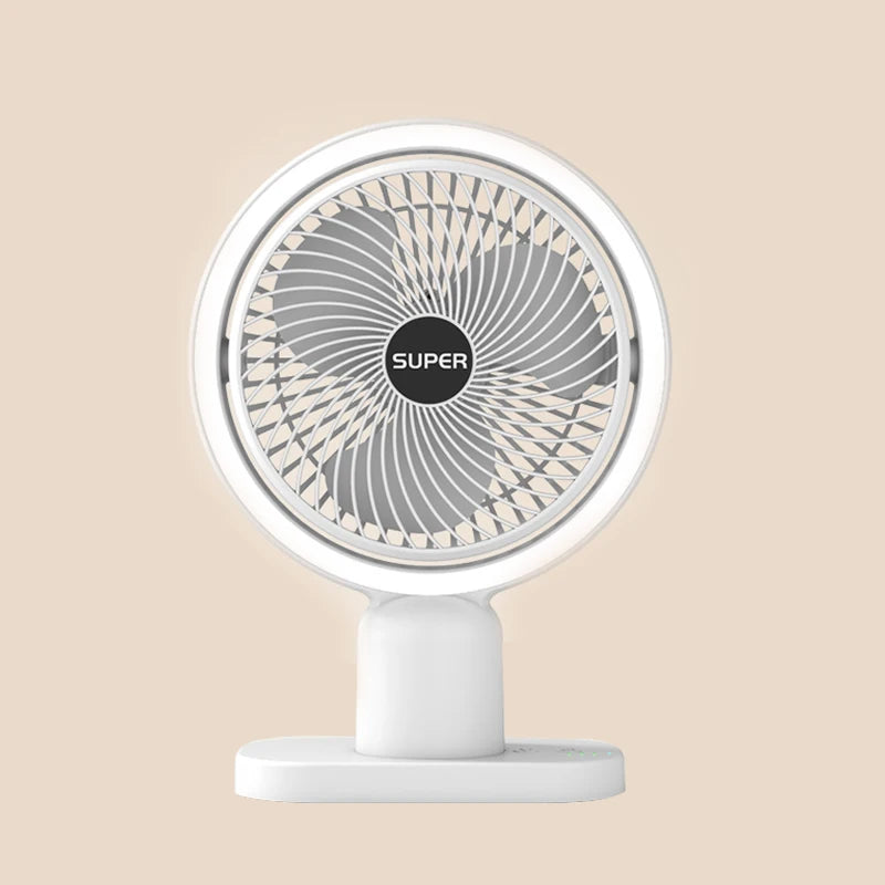 mini rechargeable desk fan with light, view 3 - MRSLM