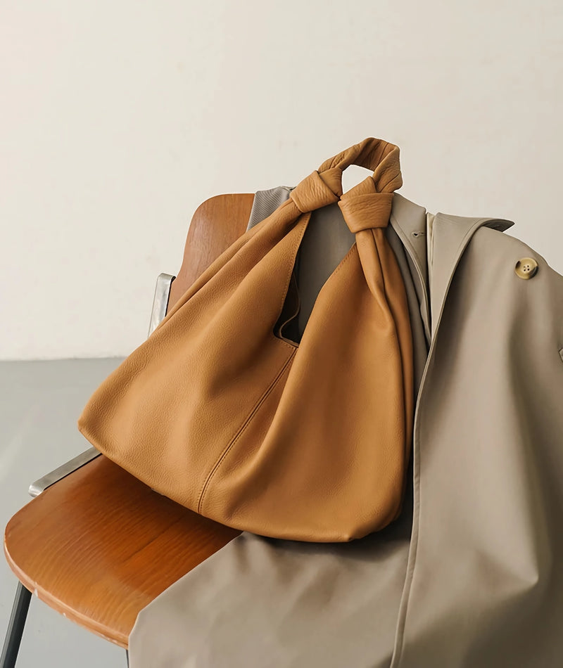 oversized leather hobo bag, view 10 - MRSLM