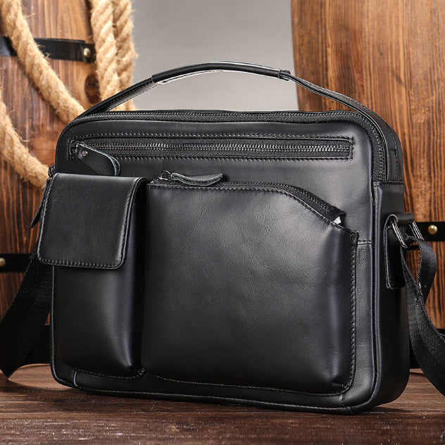 men's leather messenger bag, view 8 - MRSLM