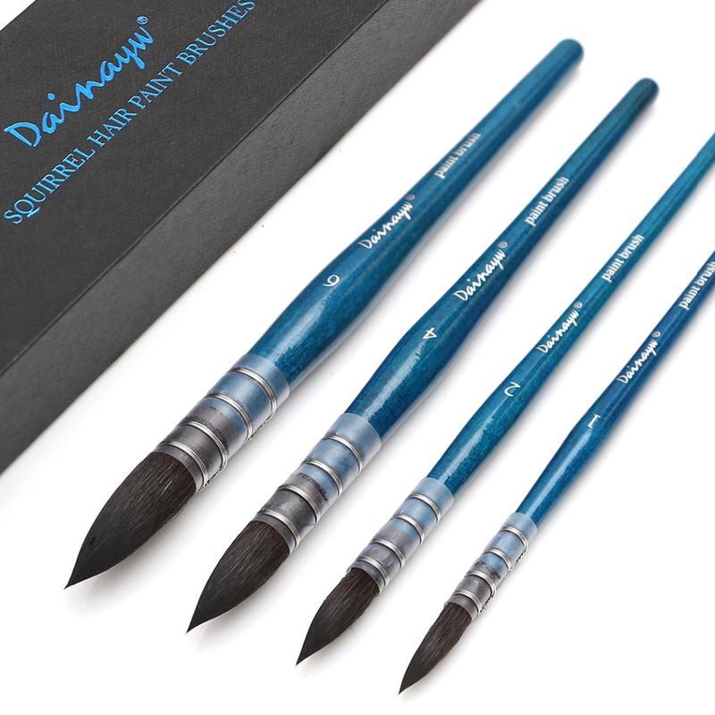 4-piece squirrel and horse hair watercolor brush set - MRSLM