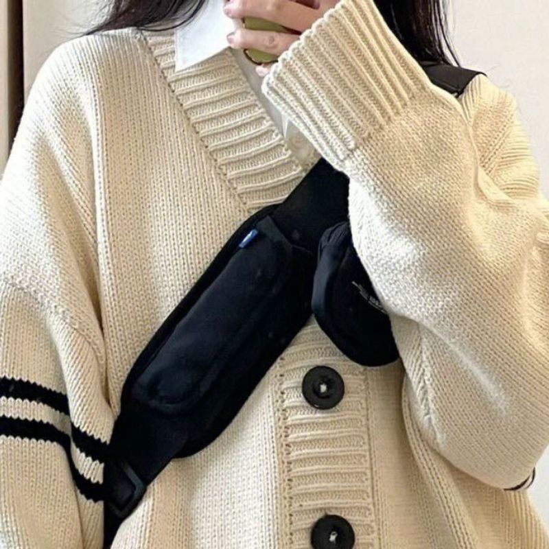 women's mid-length thick cardigan sweater, view 4 - MRSLM