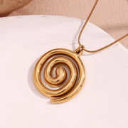 18k gold plated snake chain spiral pendant necklace, view 7 - MRSLM