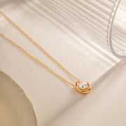 Stainless steel pearl pendant necklace, view 10 - MRSLM