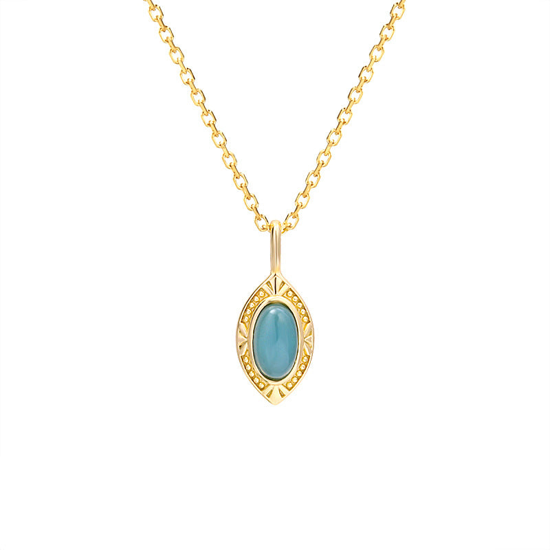 blue topaz and olive water drop necklace, view 2 - MRSLM