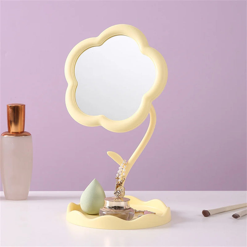 sunflower makeup mirror with jewelry hooks, view 2 - MRSLM