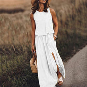 women's sleeveless split long dress - MRSLM