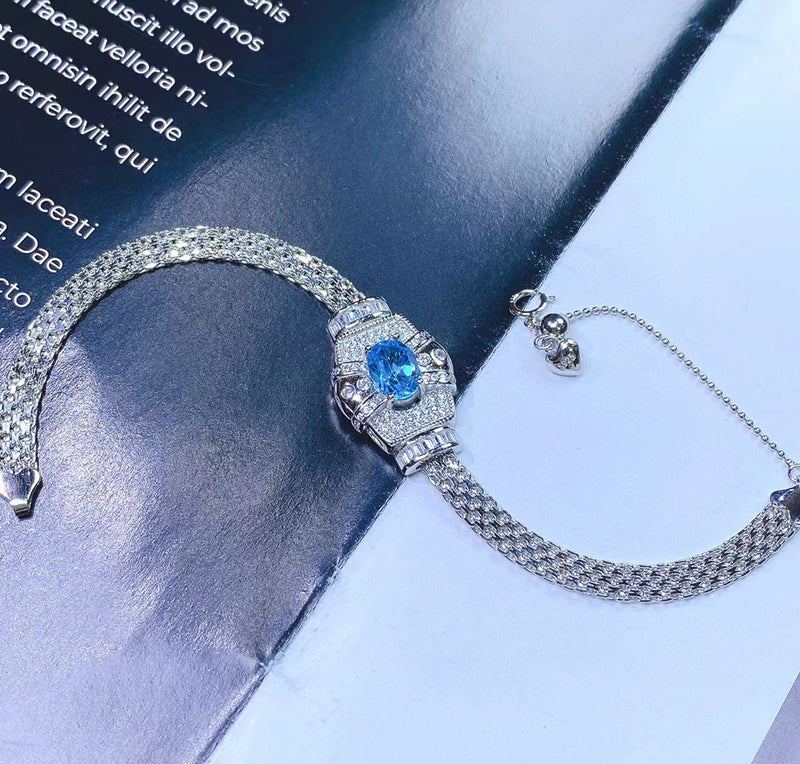 women's s925 silver topaz crystal bracelet, view 3 - MRSLM