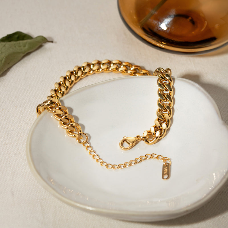 18K gold plated steel thick chain anklet, view 4 - MRSLM