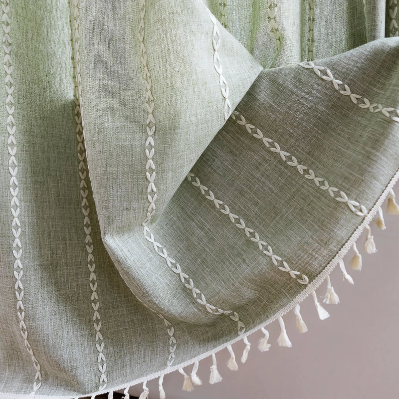 bohemian tassel shower curtain, view 9 - MRSLM