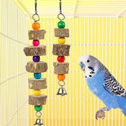 natural wood bird swing with bell, view 6 - MRSLM