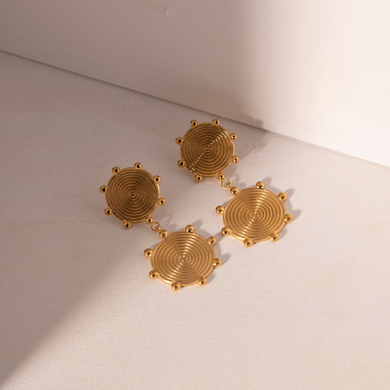 textured disc stud earrings, view 4 - MRSLM