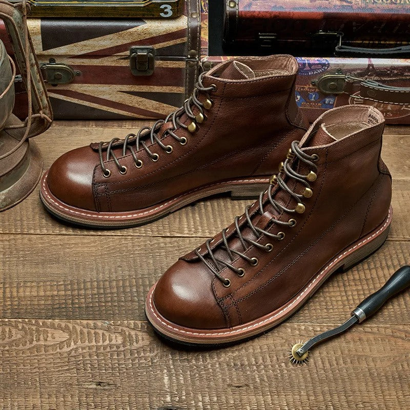 handmade british men's motorcycle leather boots, view 4 - MRSLM