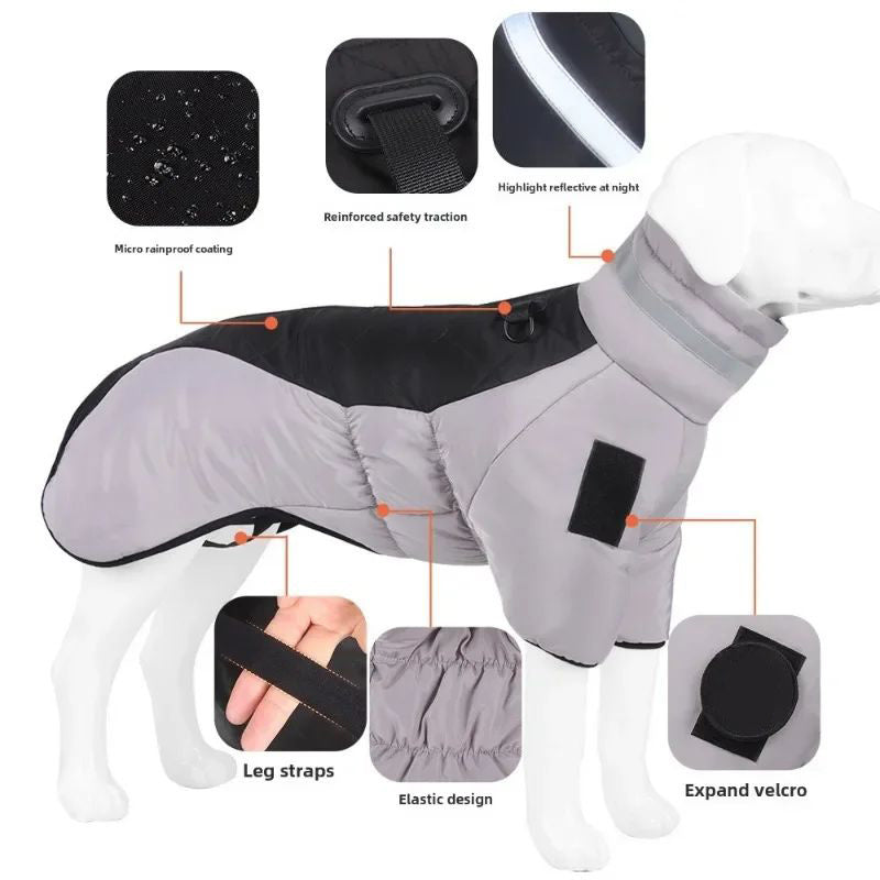 Waterproof reflective winter dog jacket, view 5 - MRSLM