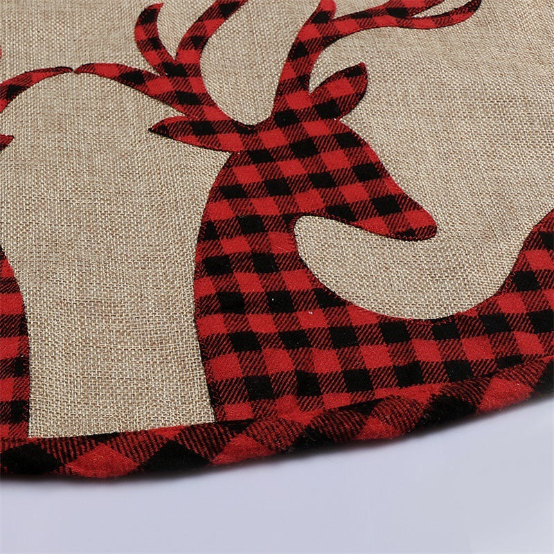 plaid linen tree skirt, view 2 - MRSLM