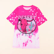 women's crew neck printed loose t-shirt, view 4 - MRSLM