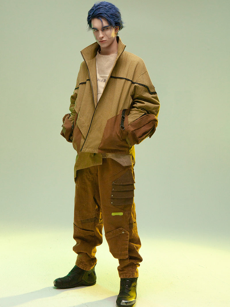 asymmetric sandstone cotton coat, view 3 - MRSLM