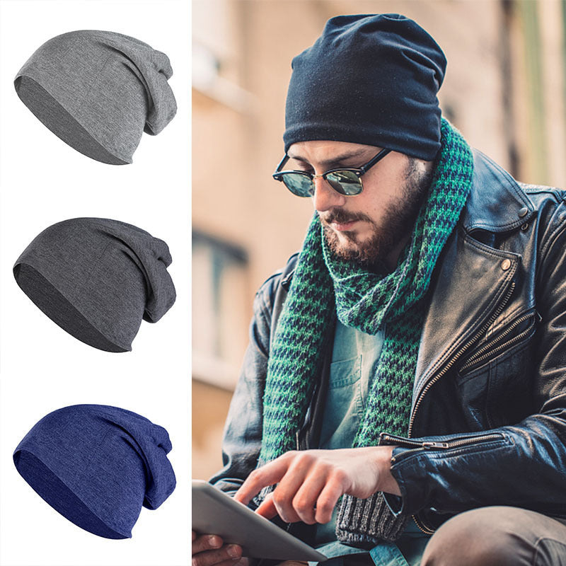 Men's solid color cotton beanie - MRSLM
