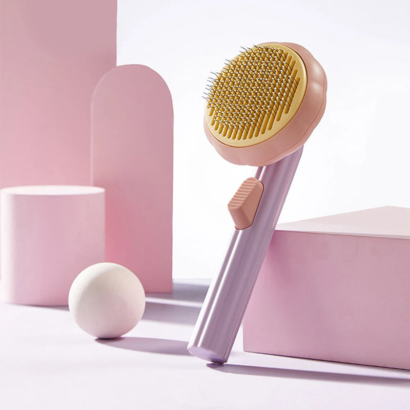 self-cleaning pet grooming comb, view 4 - MRSLM