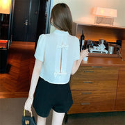 knot button short summer shirt, view 5 - MRSLM