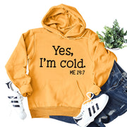 yes i'm cold letter print hoodie, view 8 - MRSLM