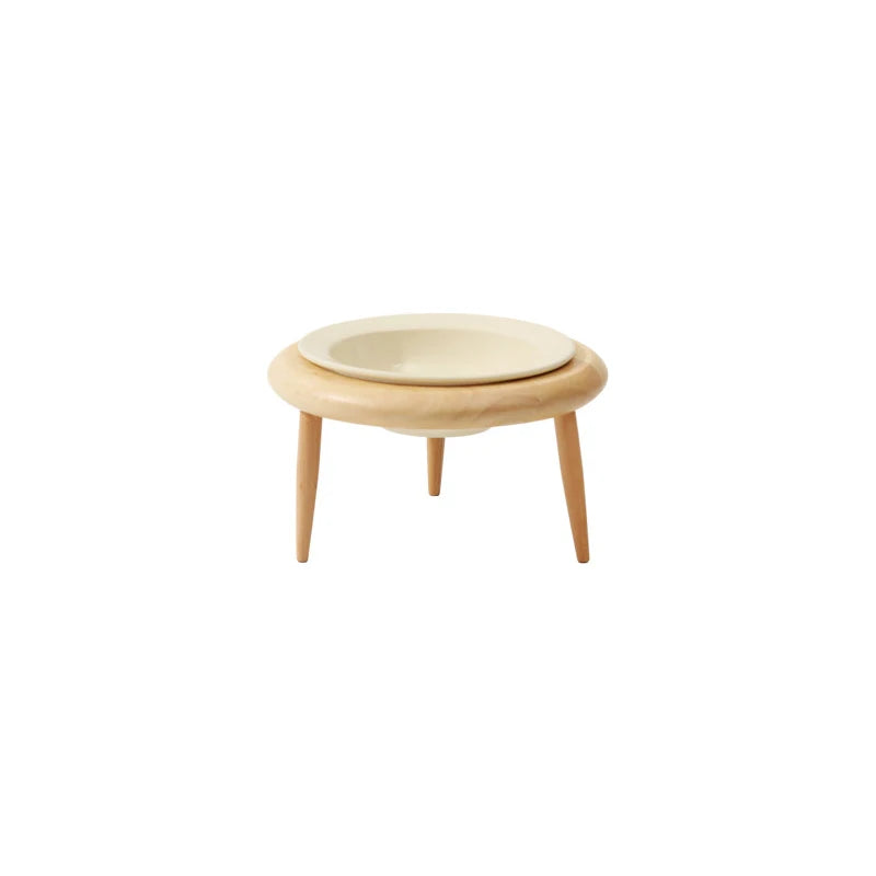 Elevated ceramic pet bowls with wooden stand, view 8 - MRSLM