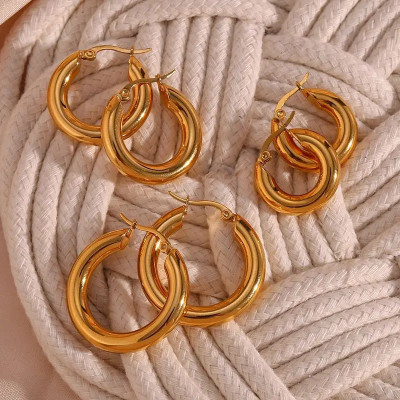 gold-plated stainless steel hoop earrings, view 9 - MRSLM