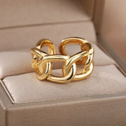 gold adjustable chain ring, view 3 - MRSLM