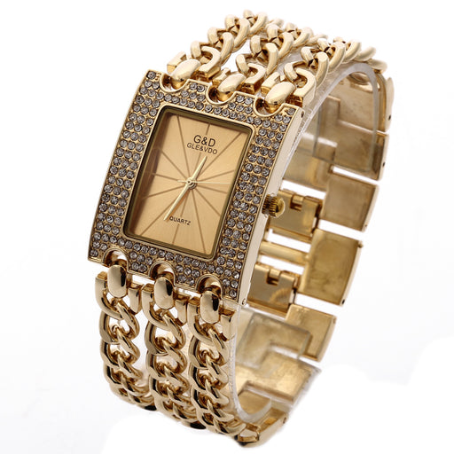women's rhinestone three-link bracelet watch - MRSLM
