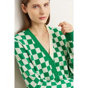 women's plaid v-neck cardigan, view 6 - MRSLM