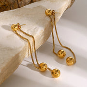gold pvd stainless steel round ball stud earrings, view 6 - MRSLM