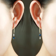 asymmetric blue zircon silver stud earrings - MRSLM